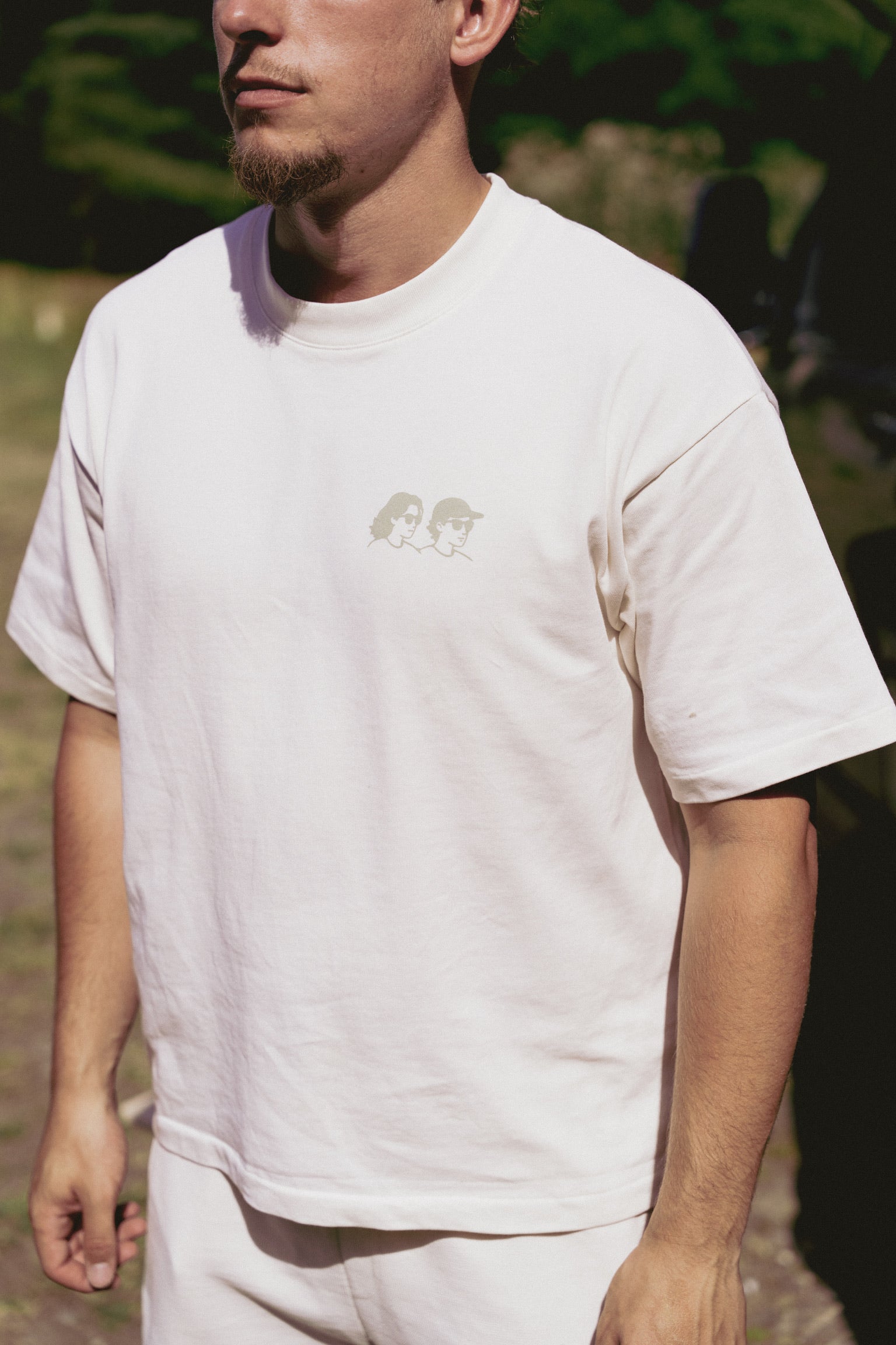 Boxy Cream Emblem Tee